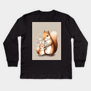 For You Baby Squirrel Gift Flowers Kids Long Sleeve T-Shirt